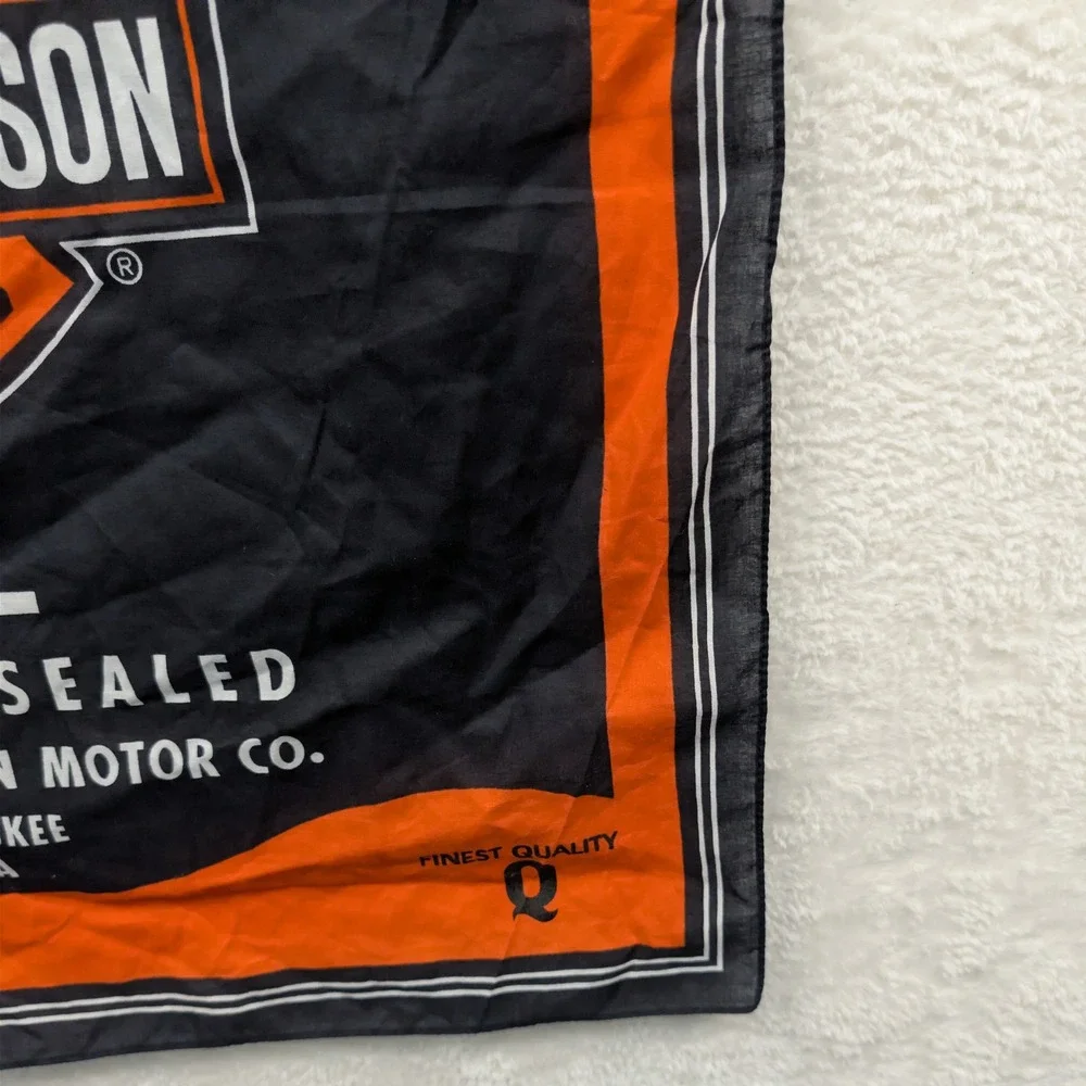 NWT VTG Harley-Davidson Bandana Mens OS Orange Black Genuine Motor Oil Biker Y2K